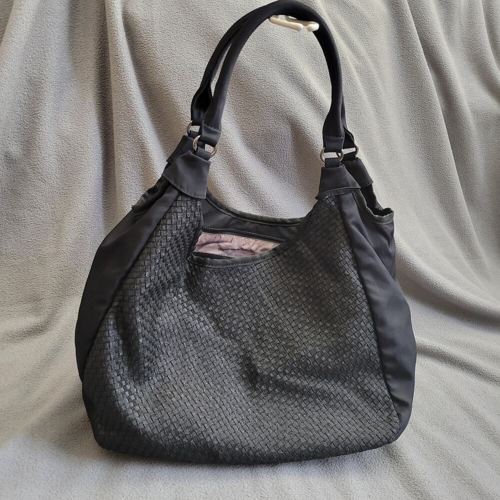ZEE ALEXIS Purse Black Woven Boho Handbag Crossbody Strap Textured Tote Casual